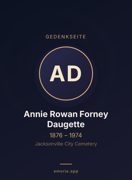 Gedenkportrait von Annie Rowan Forney Daugette