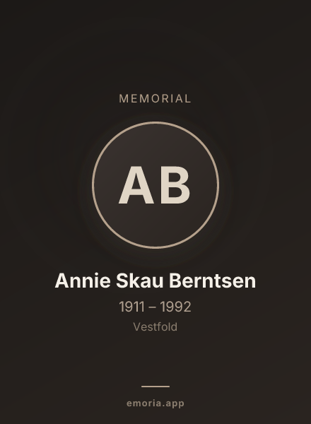 Memorial portrait of Annie Skau Berntsen