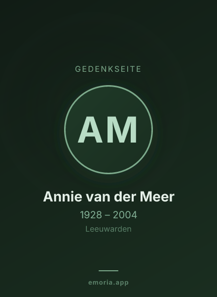 Gedenkportrait von Annie van der Meer