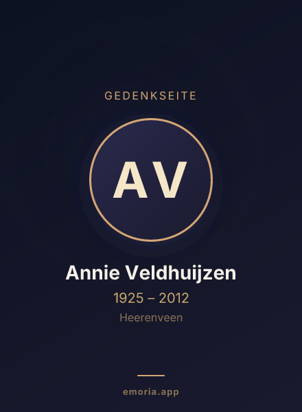 Gedenkportrait von Annie Veldhuijzen