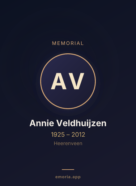 Memorial portrait of Annie Veldhuijzen