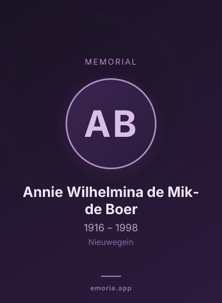 Memorial portrait of Annie Wilhelmina de Mik-de Boer