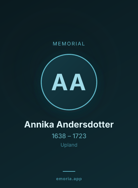 Memorial portrait of Annika Andersdotter