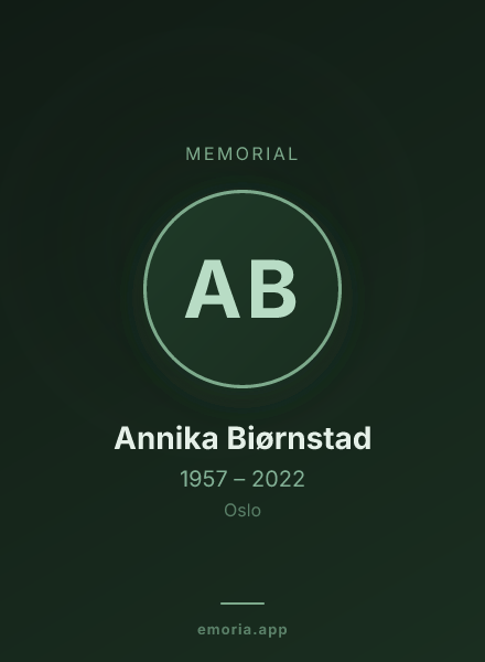 Memorial portrait of Annika Biørnstad