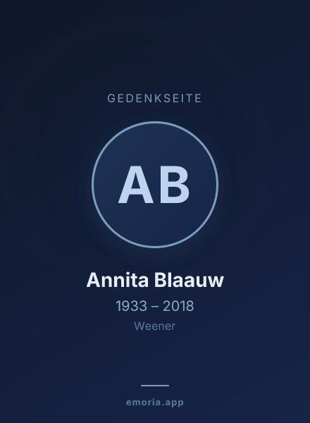 Gedenkportrait von Annita Blaauw