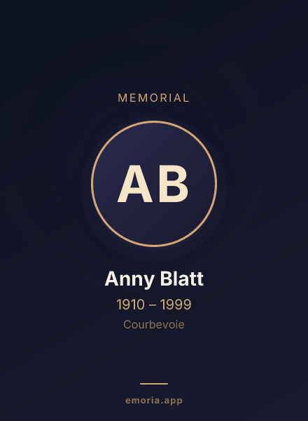 Memorial portrait of Anny Blatt