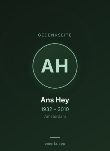 Gedenkportrait von Ans Hey