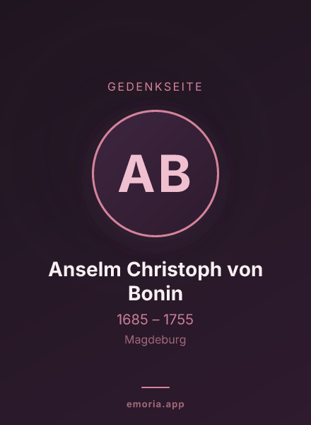 Gedenkportrait von Anselm Christoph von Bonin