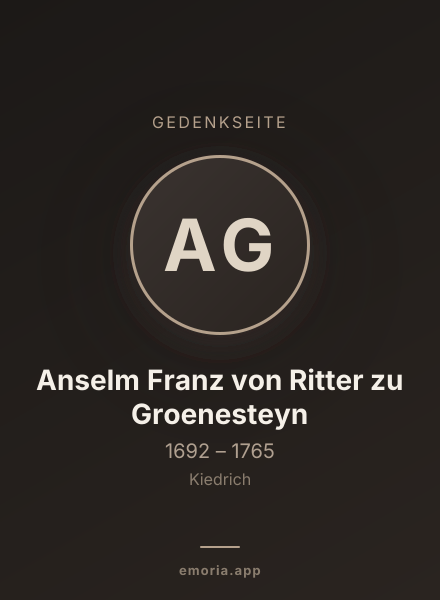 Gedenkportrait von Anselm Franz von Ritter zu Groenesteyn