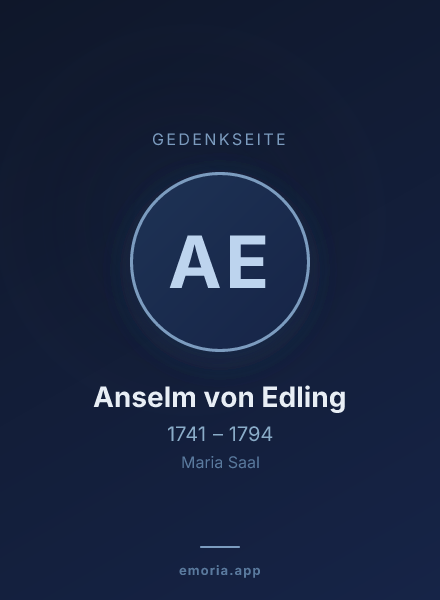 Gedenkportrait von Anselm von Edling