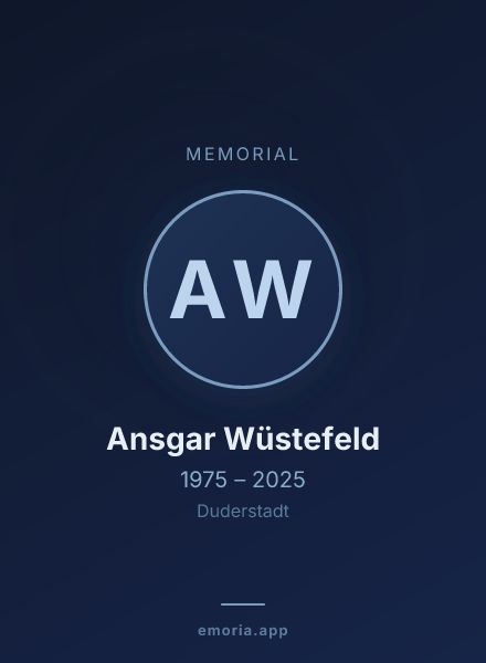 Memorial portrait of Ansgar Wüstefeld