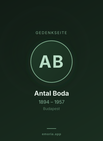 Gedenkportrait von Antal Boda