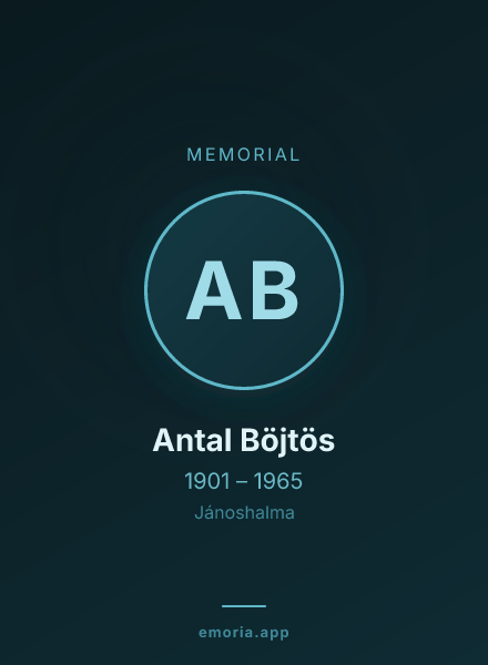 Memorial portrait of Antal Böjtös
