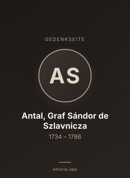 Gedenkportrait von Antal, Graf Sándor de Szlavnicza