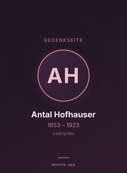 Gedenkportrait von Antal Hofhauser