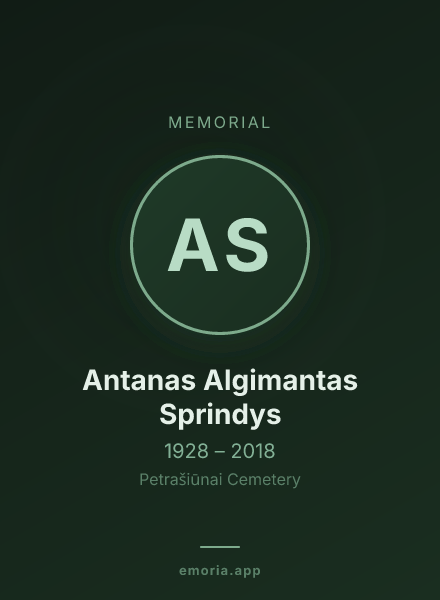 Memorial portrait of Antanas Algimantas Sprindys
