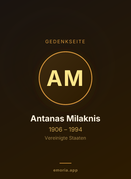 Gedenkportrait von Antanas Milaknis