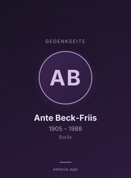Gedenkportrait von Ante Beck-Friis