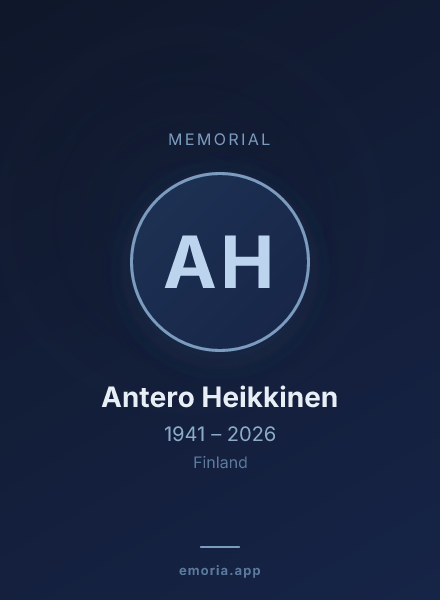 Memorial portrait of Antero Heikkinen