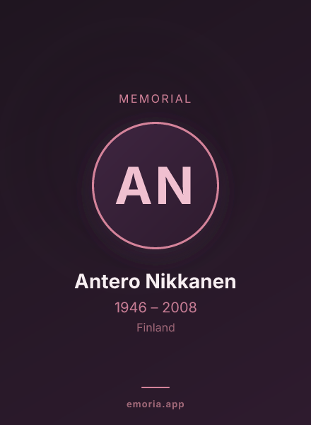 Memorial portrait of Antero Nikkanen