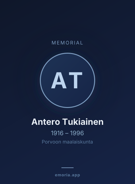 Memorial portrait of Antero Tukiainen