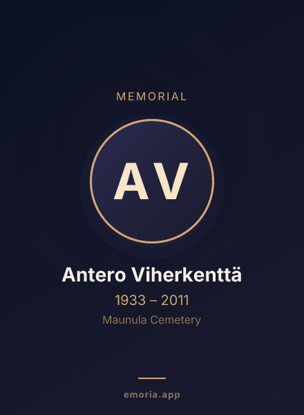 Memorial portrait of Antero Viherkenttä