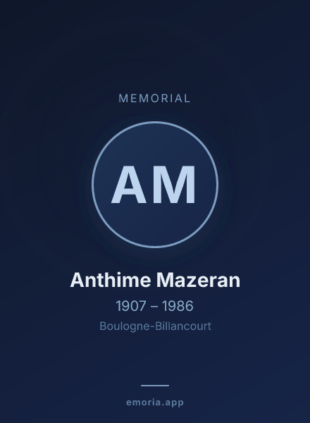 Memorial portrait of Anthime Mazeran