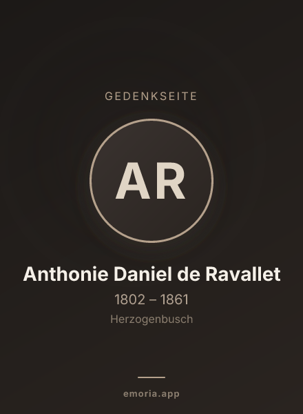 Gedenkportrait von Anthonie Daniel de Ravallet