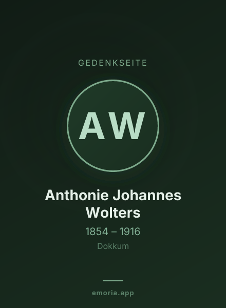 Gedenkportrait von Anthonie Johannes Wolters