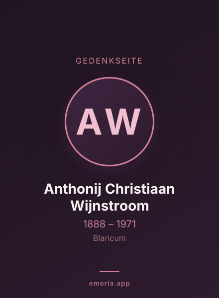 Gedenkportrait von Anthonij Christiaan Wijnstroom