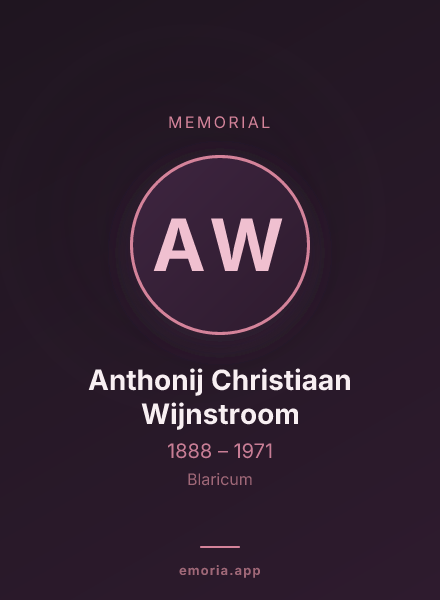 Memorial portrait of Anthonij Christiaan Wijnstroom