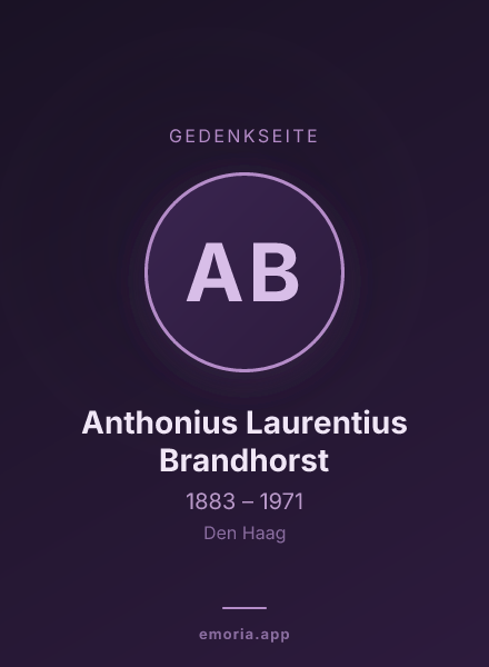 Gedenkportrait von Anthonius Laurentius Brandhorst