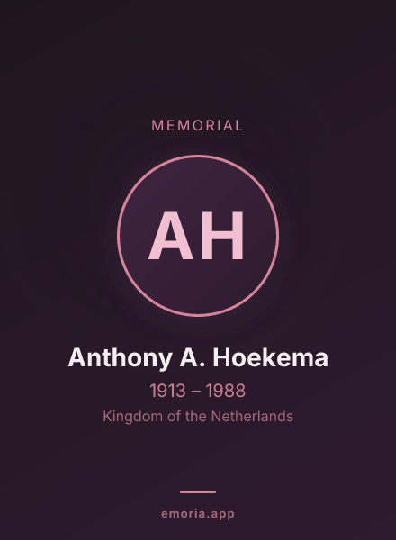 Memorial portrait of Anthony A. Hoekema