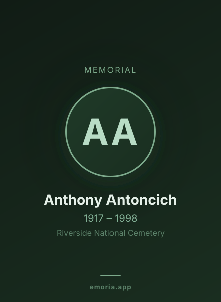 Memorial portrait of Anthony Antoncich