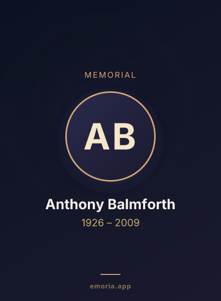 Memorial portrait of Anthony Balmforth