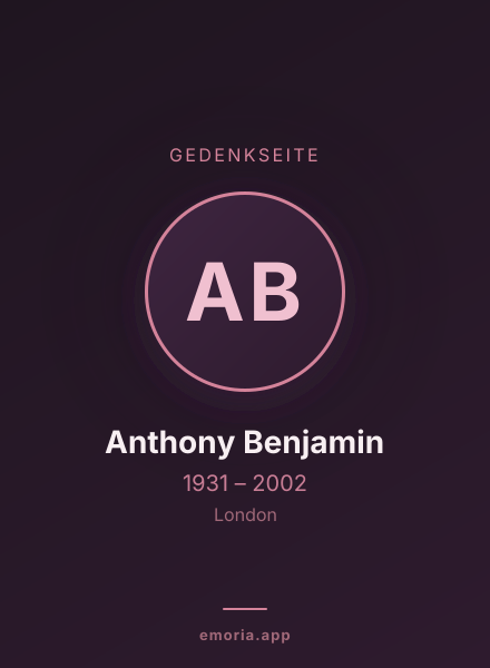 Gedenkportrait von Anthony Benjamin