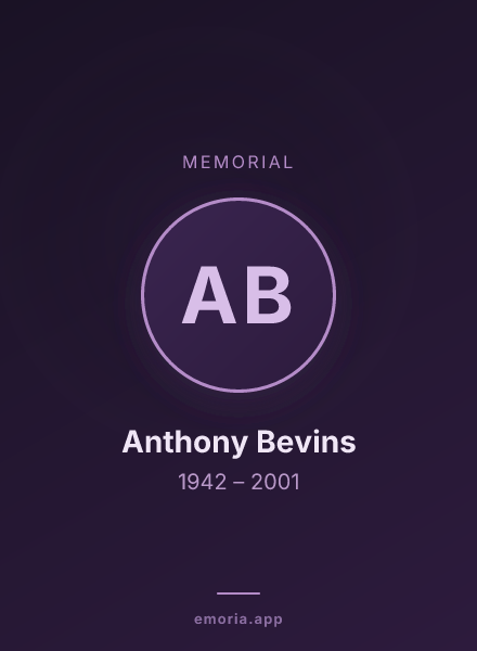 Memorial portrait of Anthony Bevins
