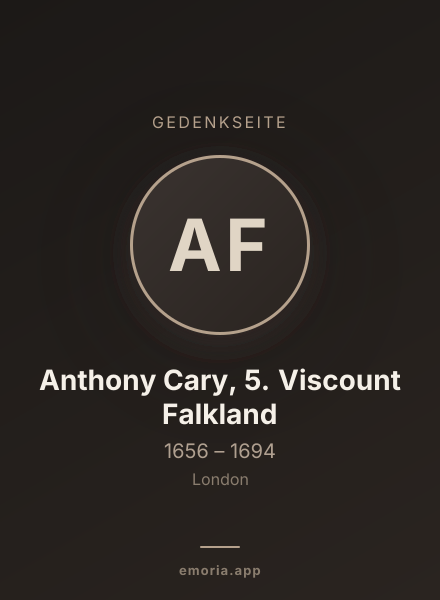 Gedenkportrait von Anthony Cary, 5. Viscount Falkland