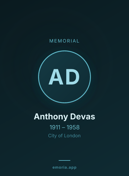 Memorial portrait of Anthony Devas