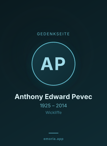 Gedenkportrait von Anthony Edward Pevec