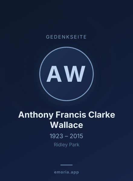 Gedenkportrait von Anthony Francis Clarke Wallace