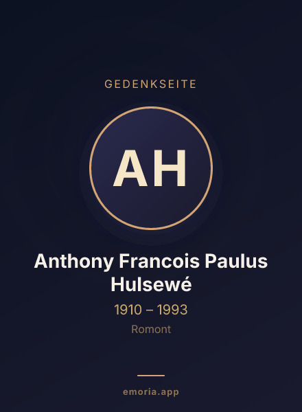 Gedenkportrait von Anthony Francois Paulus Hulsewé