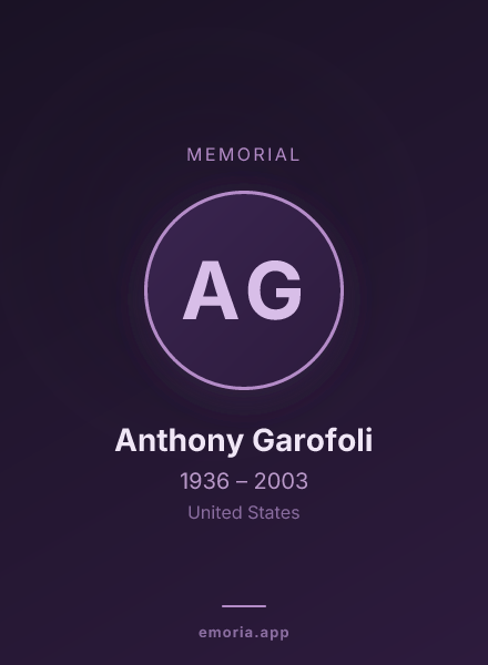 Memorial portrait of Anthony Garofoli