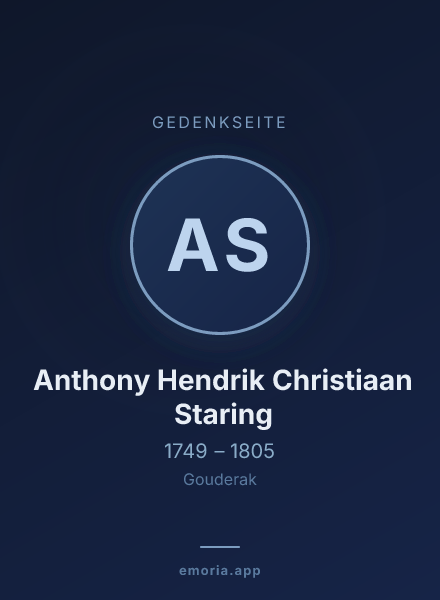 Gedenkportrait von Anthony Hendrik Christiaan Staring