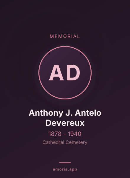 Memorial portrait of Anthony J. Antelo Devereux