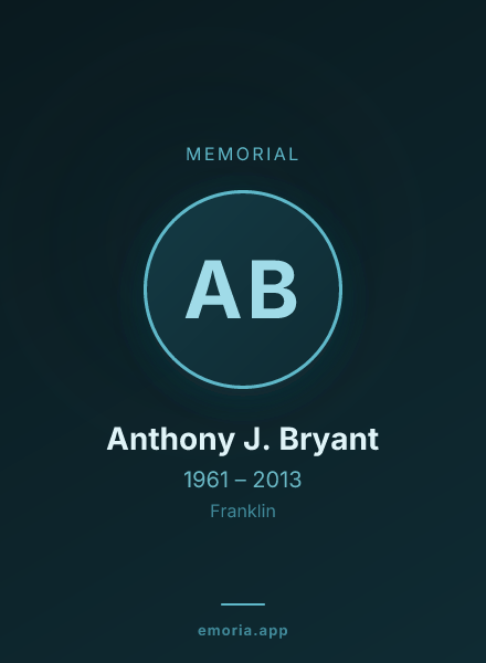 Memorial portrait of Anthony J. Bryant