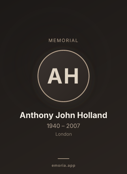 Memorial portrait of Anthony John Holland