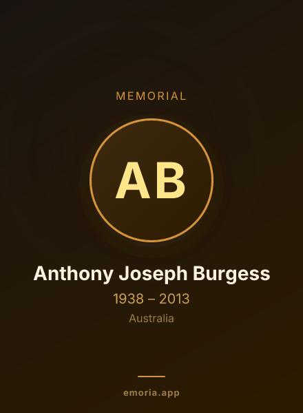 Memorial portrait of Anthony Joseph Burgess