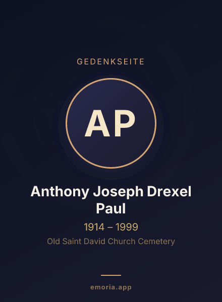 Gedenkportrait von Anthony Joseph Drexel Paul