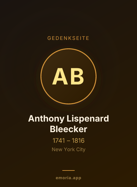Gedenkportrait von Anthony Lispenard Bleecker